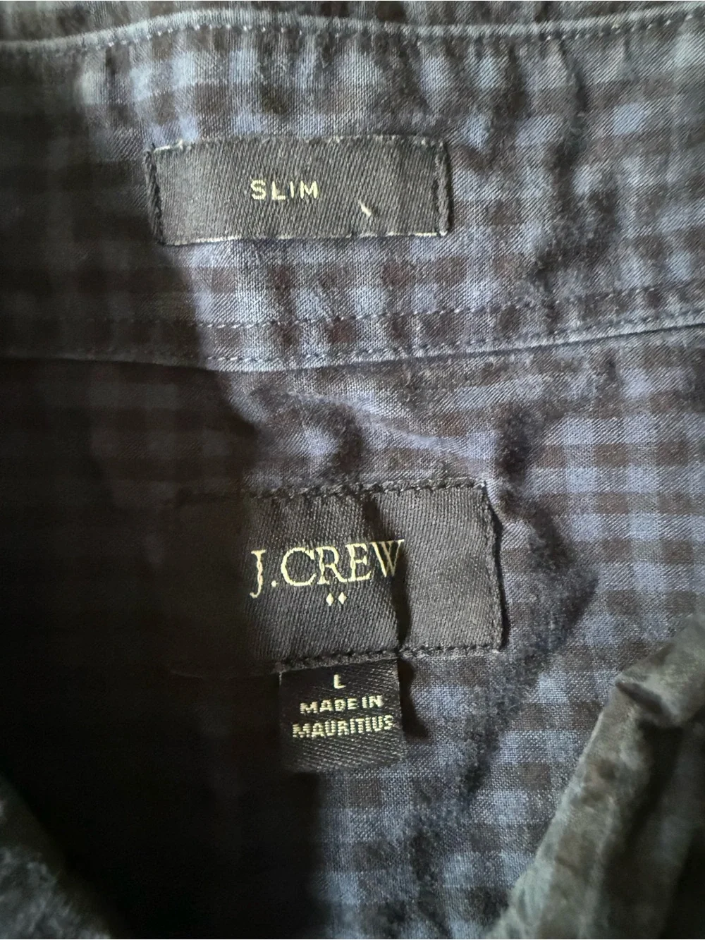 Men's Navy Check Button-Down size L excellent condition!